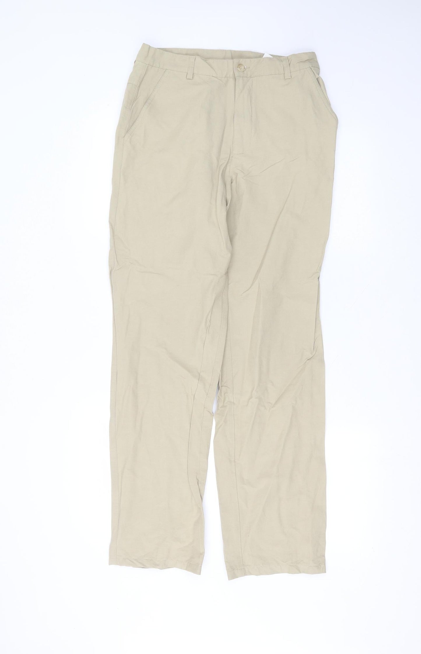 Womens UK Size 8 Preworn Regular Fit Straight Beige Jeans