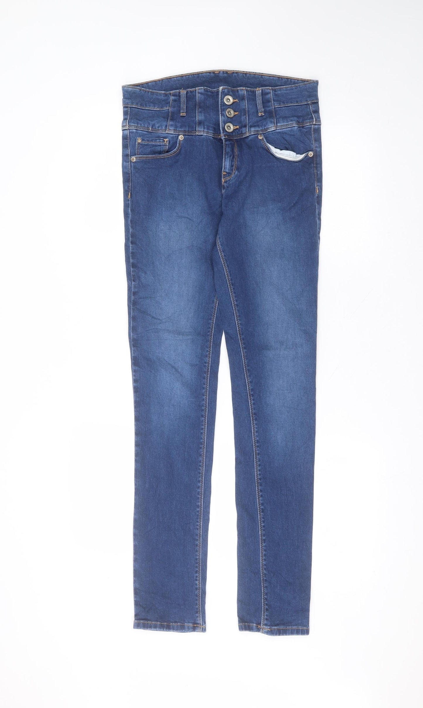 Womens UK Size 8 Preworn Regular Fit Skinny Blue Jeans