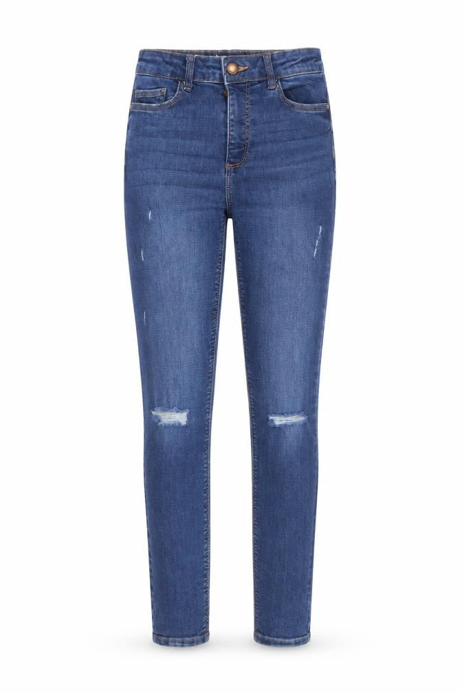 Front view of Denim & Co. women’s blue cotton skinny jeans, size UK 8, 27-inch leg regular