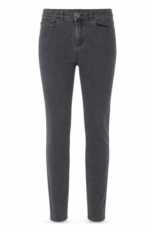 Front view of ASOS women’s grey cotton skinny jeans, size UK 26, in, 32-inch leg regular