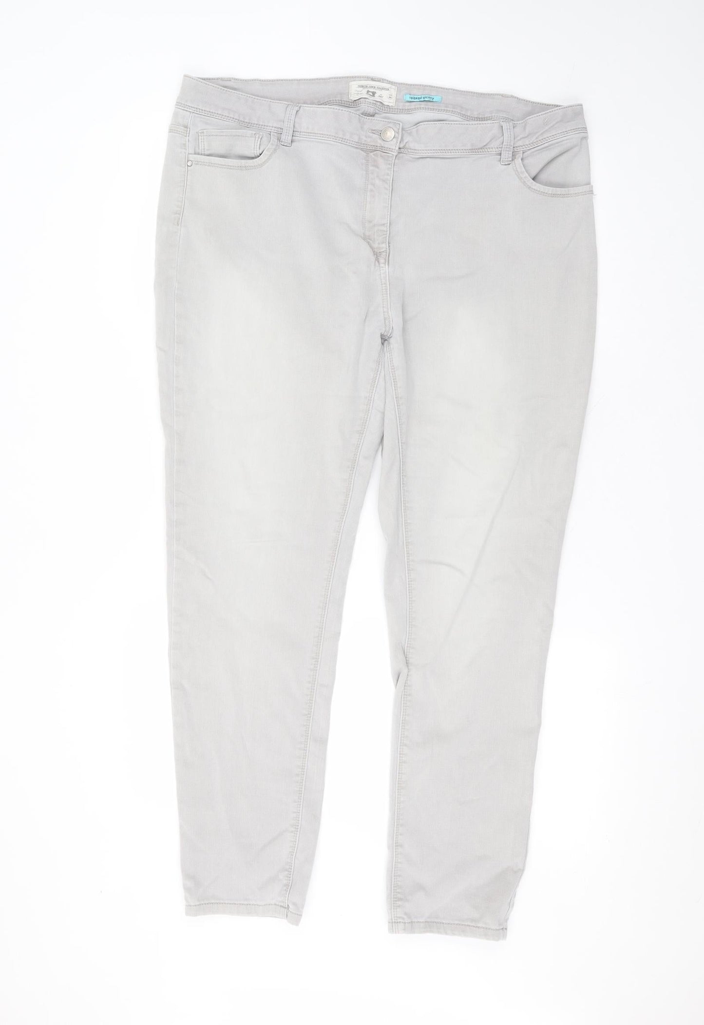 Matalan Womens Grey  Cotton Straight Jeans Size 20 L27 in Regular