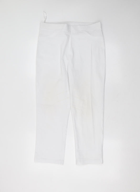 Classic Womens White  Cotton Skinny Jeans Size 12 L25 in Regular