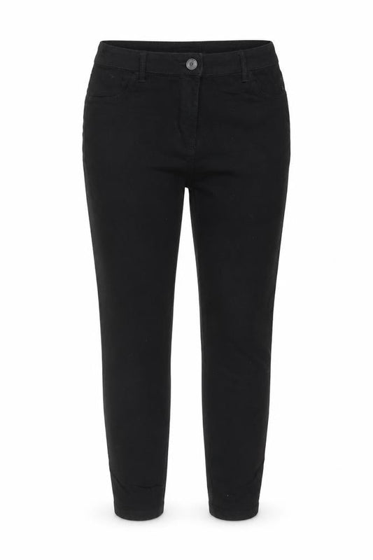 Front view of Matalan women’s black cotton skinny jeans, size UK 12, 27-inch leg regular