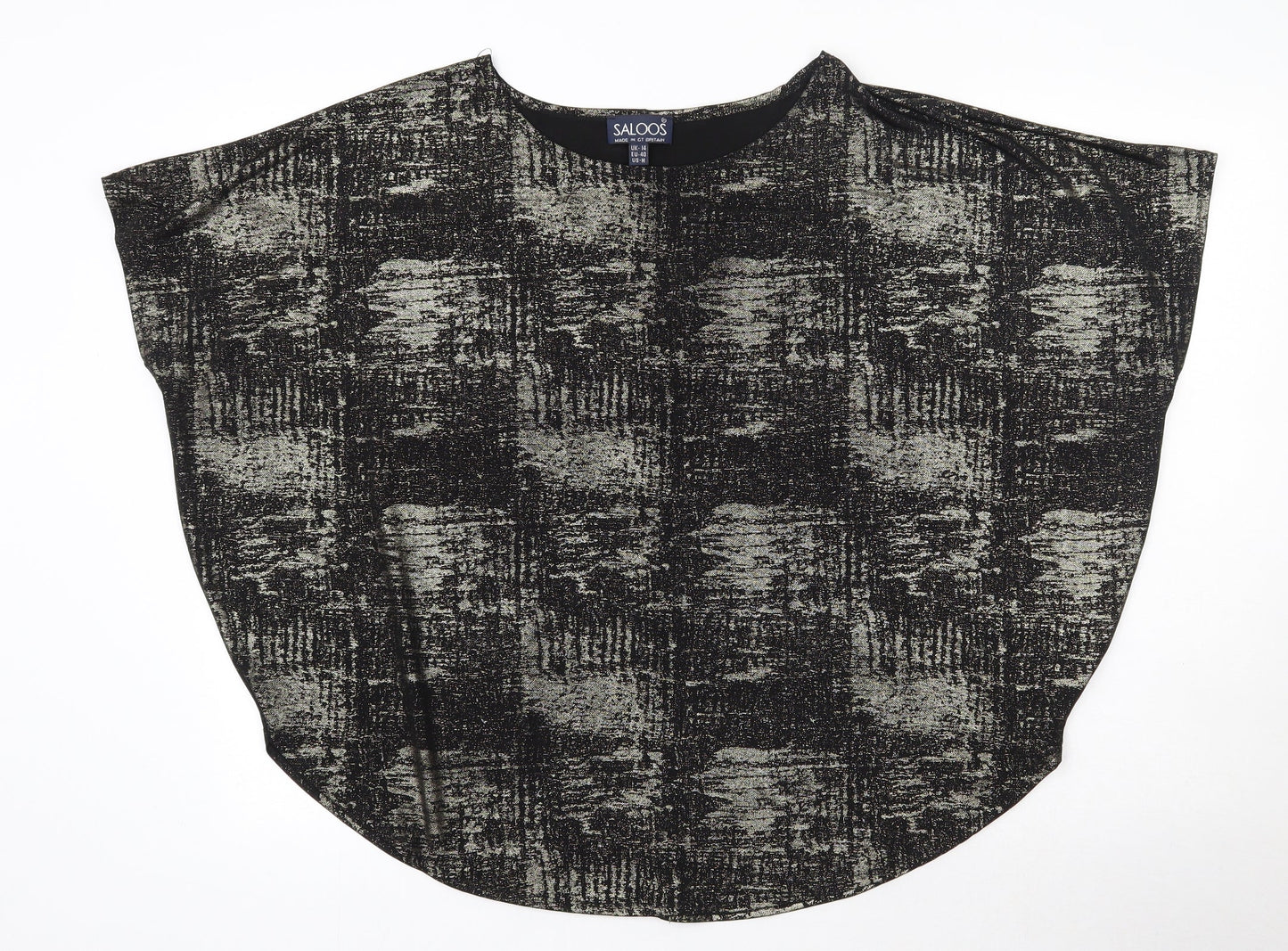 Saloos Womens Black  Polyester Basic T-Shirt Size 14 Round Neck