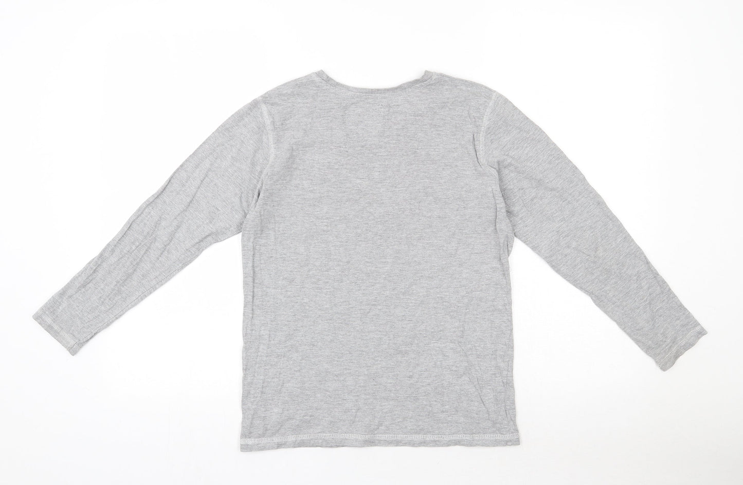 Tokyo Laundry Co Boys Grey  Cotton Basic T-Shirt Size 11-12 Years Round Neck Pullover - Badge Detail