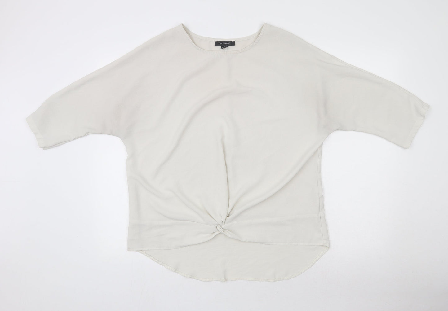 Primark Womens Beige  Polyester Basic Blouse Size 14 Round Neck