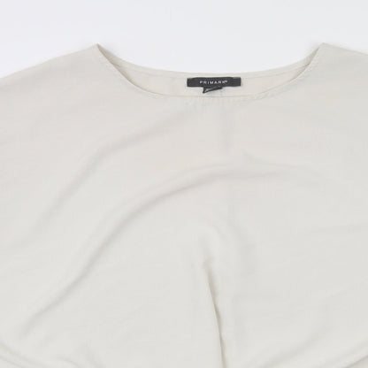 Primark Womens Beige  Polyester Basic Blouse Size 14 Round Neck