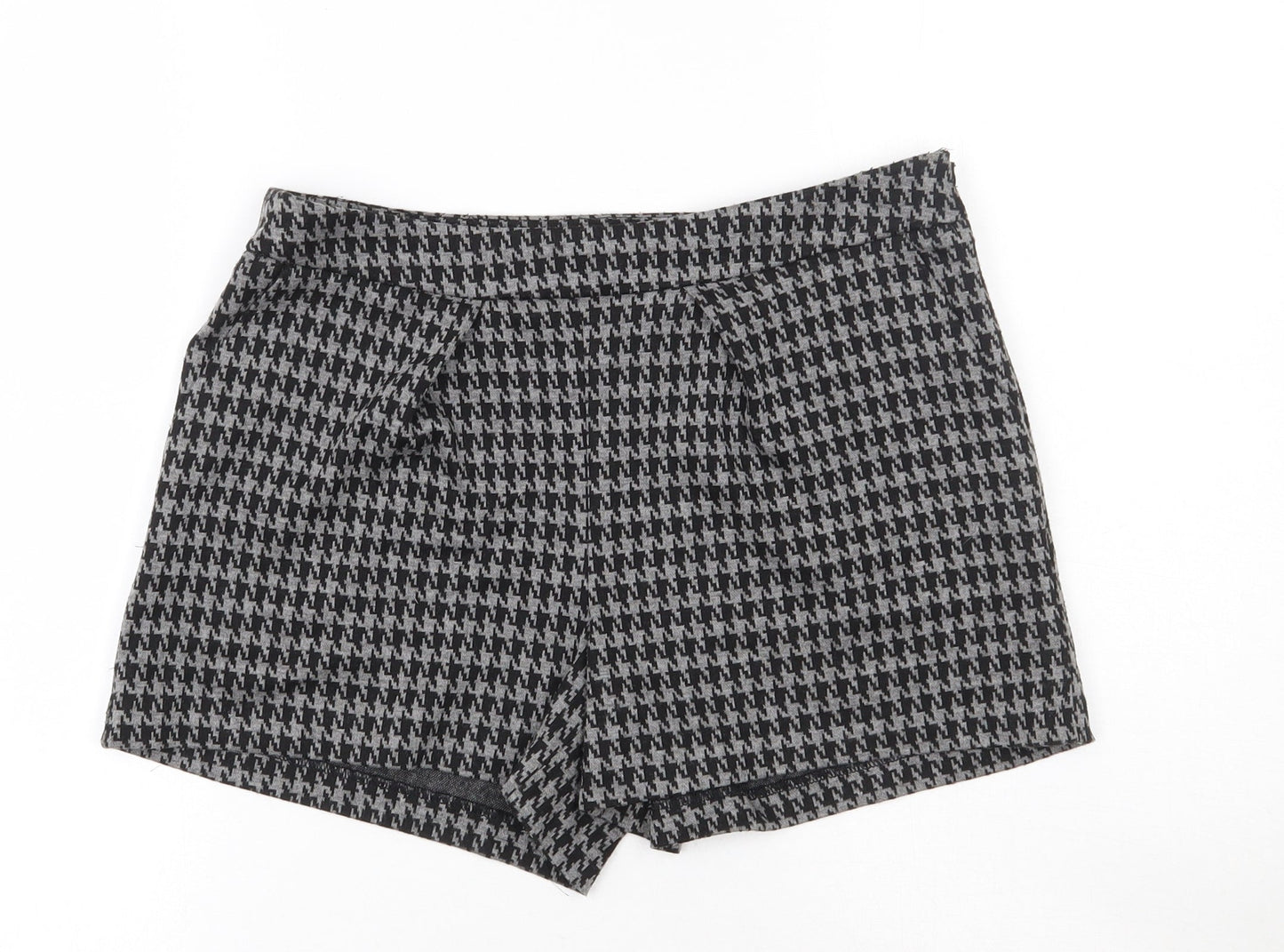 Papaya Womens Black Check Polyester Hot Pants Shorts Size 8  Regular Zip