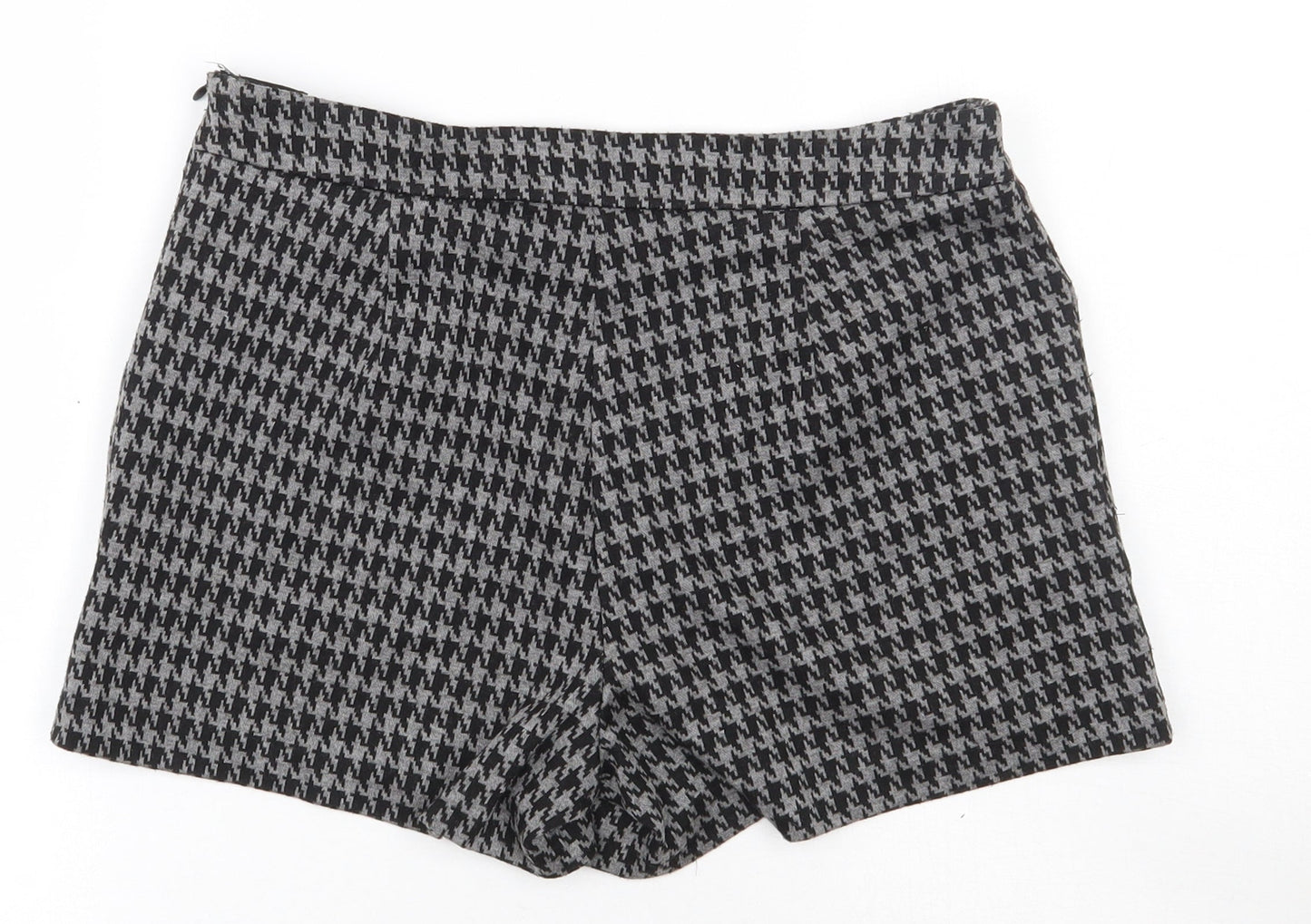 Papaya Womens Black Check Polyester Hot Pants Shorts Size 8  Regular Zip