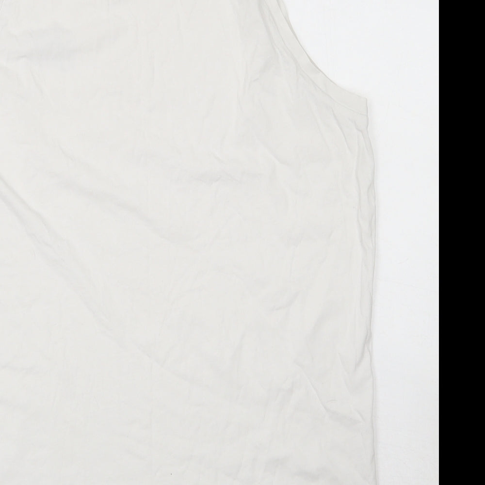 Jacks & Jones Mens White  Cotton  T-Shirt  Round Neck  - Tank