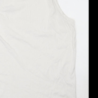 Jacks & Jones Mens White  Cotton  T-Shirt  Round Neck  - Tank