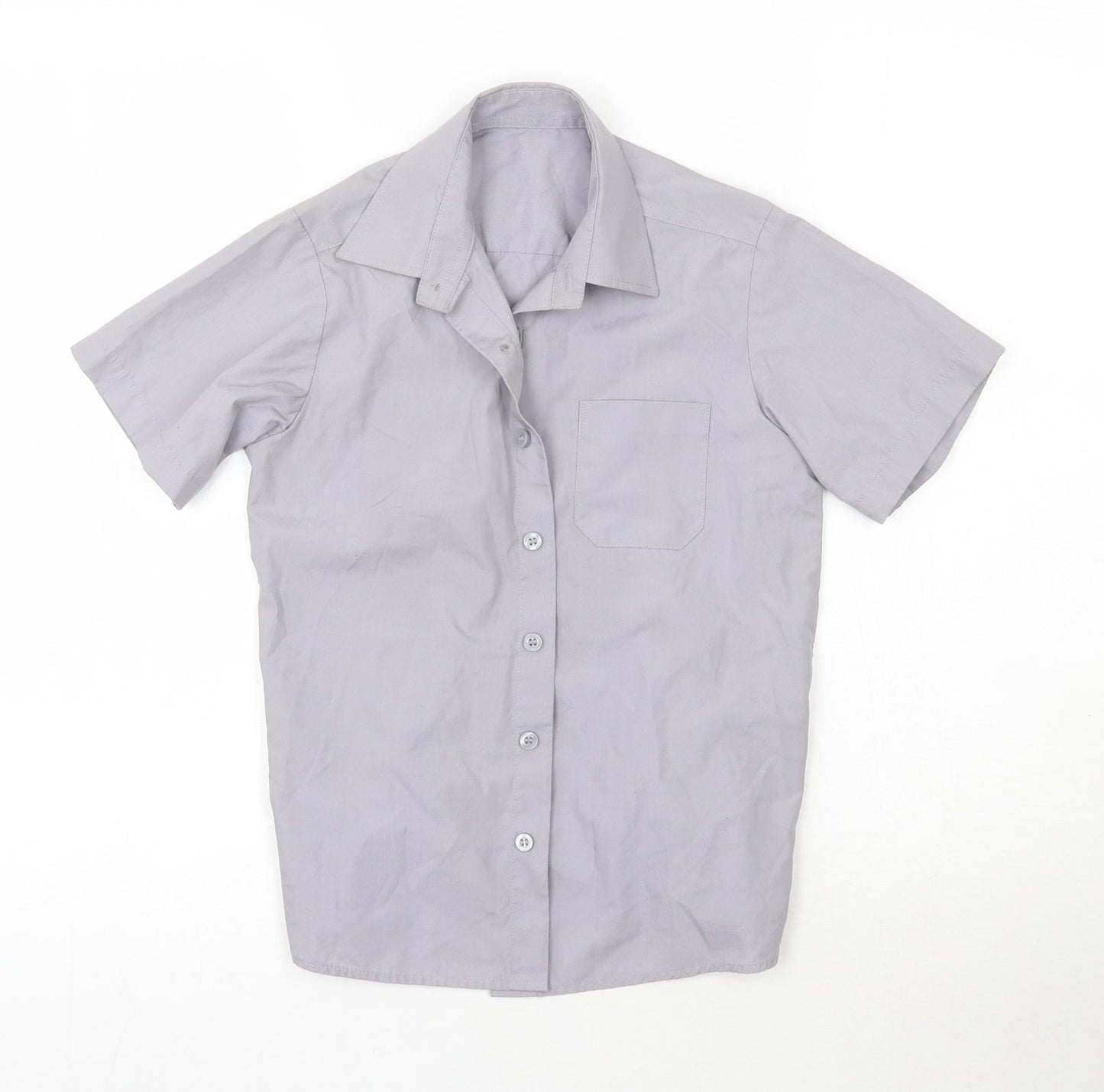 George Boys Grey  Polyester Basic Button-Up Size 7-8 Years Collared Button
