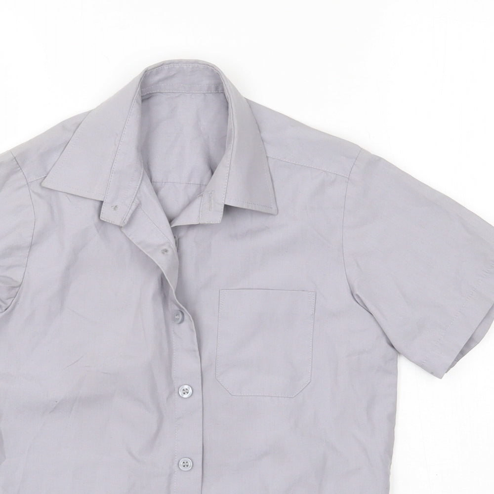 George Boys Grey  Polyester Basic Button-Up Size 7-8 Years Collared Button
