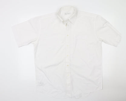 Marks and Spencer Womens White  Polyester Basic Button-Up Size 16 Collared