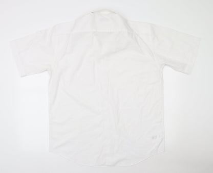 Marks and Spencer Womens White  Polyester Basic Button-Up Size 16 Collared