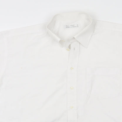 Marks and Spencer Womens White  Polyester Basic Button-Up Size 16 Collared
