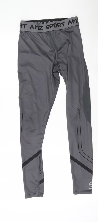 AMZSport Womens Grey  Polyester Jogger Leggings Size S L26 in Regular Pullover