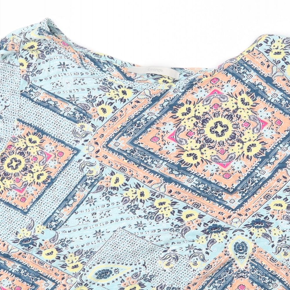 George Womens Multicoloured Floral Viscose Basic T-Shirt Size 18 Round Neck