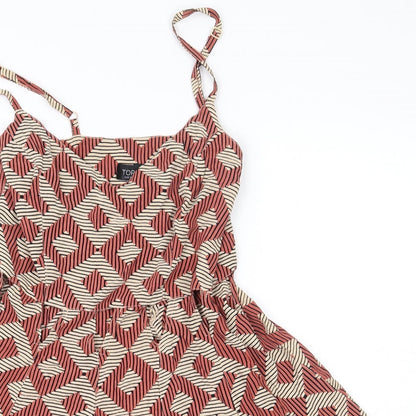 Topshop Womens Multicoloured Argyle/Diamond Viscose Playsuit One-Piece Size 8  Zip