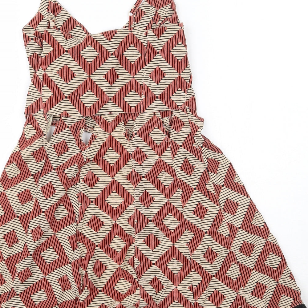 Topshop Womens Multicoloured Argyle/Diamond Viscose Playsuit One-Piece Size 8  Zip