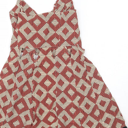 Topshop Womens Multicoloured Argyle/Diamond Viscose Playsuit One-Piece Size 8  Zip