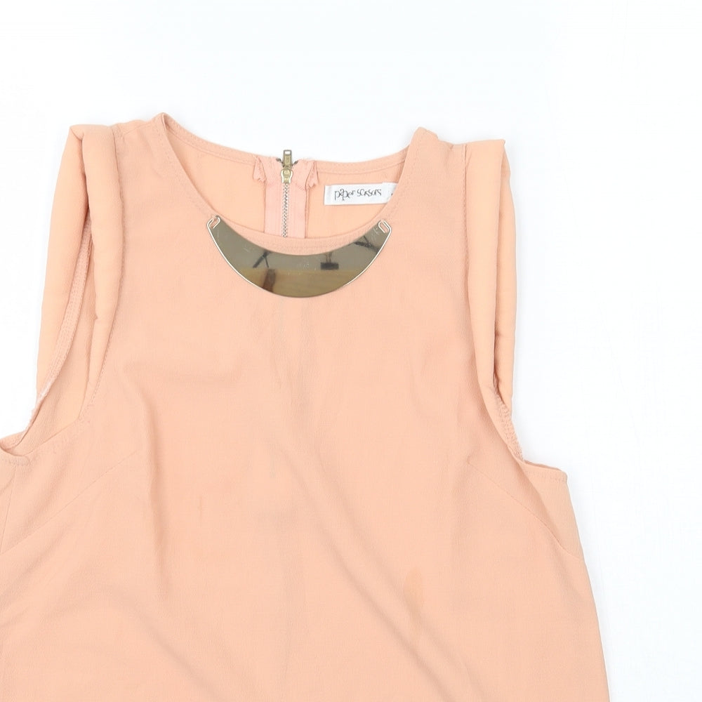 Womens UK Size 8 Paper Scissors Pink Basic Tank