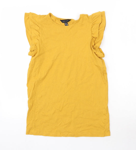 Womens UK Size 6 New Look Yellow Basic Tank