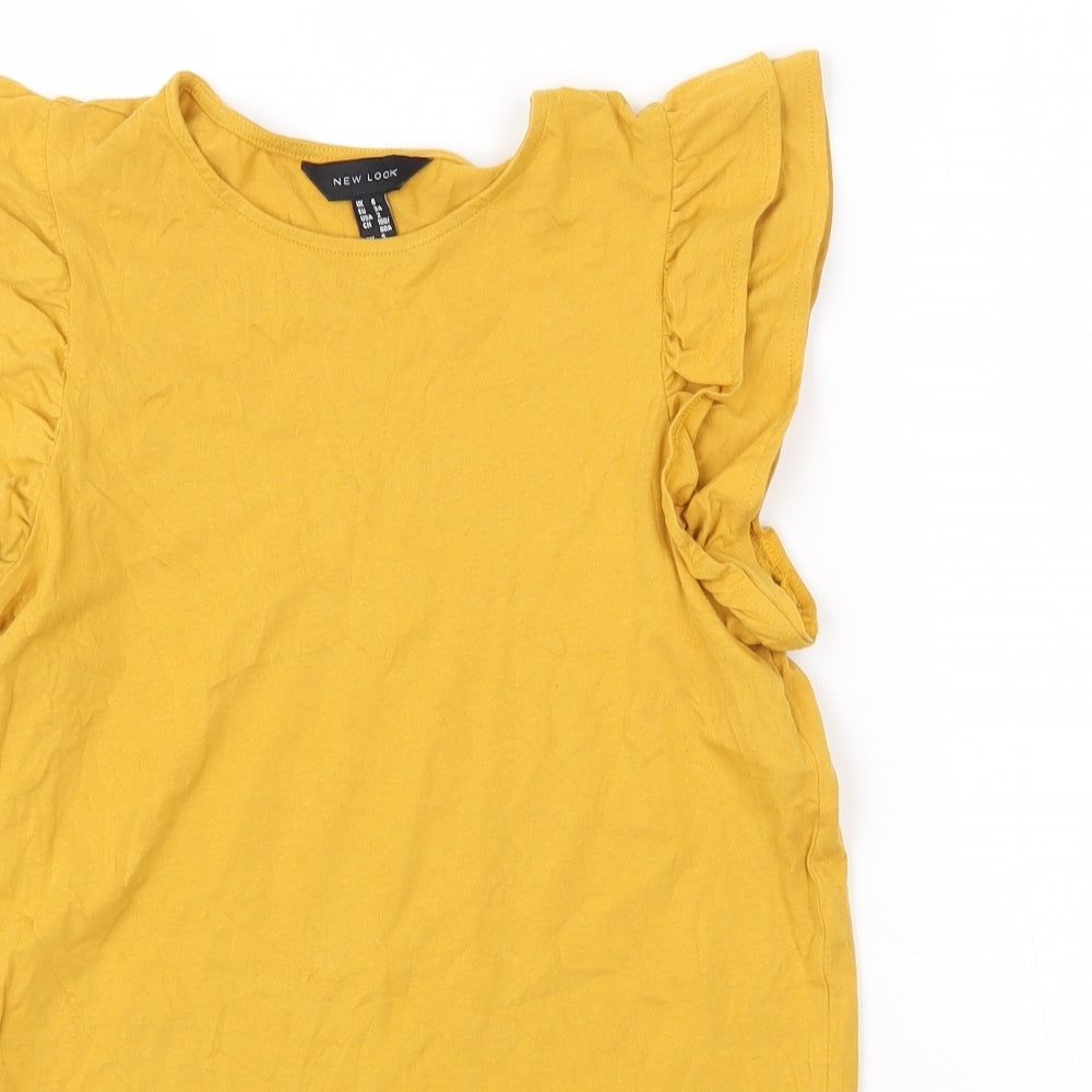 Womens UK Size 6 New Look Yellow Basic Tank