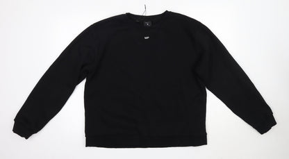 Additional front view of Myprotein men’s black round neck cotton jumper, size 2XL