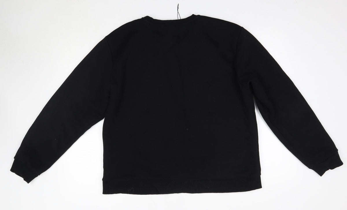 Back view of Myprotein men’s black round neck cotton jumper, size 2XL