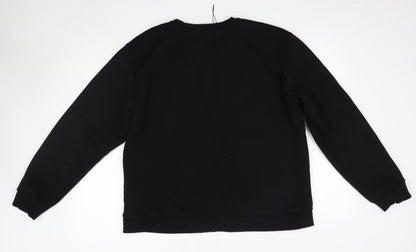 Back view of Myprotein men’s black round neck cotton jumper, size 2XL