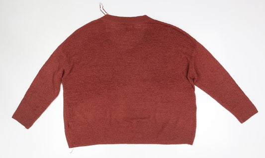 Primark Womens Orange V-Neck  Acrylic Pullover Jumper Size M