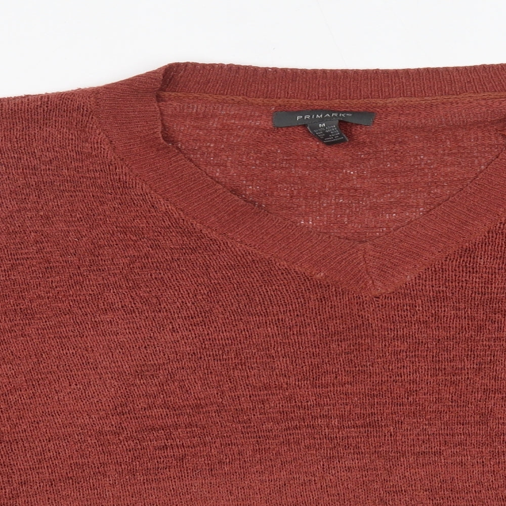 Primark Womens Orange V-Neck  Acrylic Pullover Jumper Size M