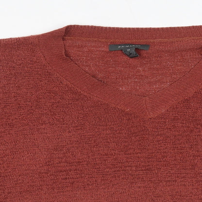 Primark Womens Orange V-Neck  Acrylic Pullover Jumper Size M