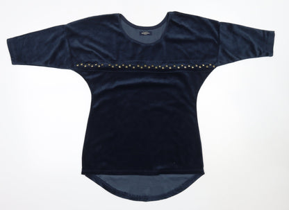 House of Fashion Womens Blue Round Neck  Polyester Pullover Jumper Size M
