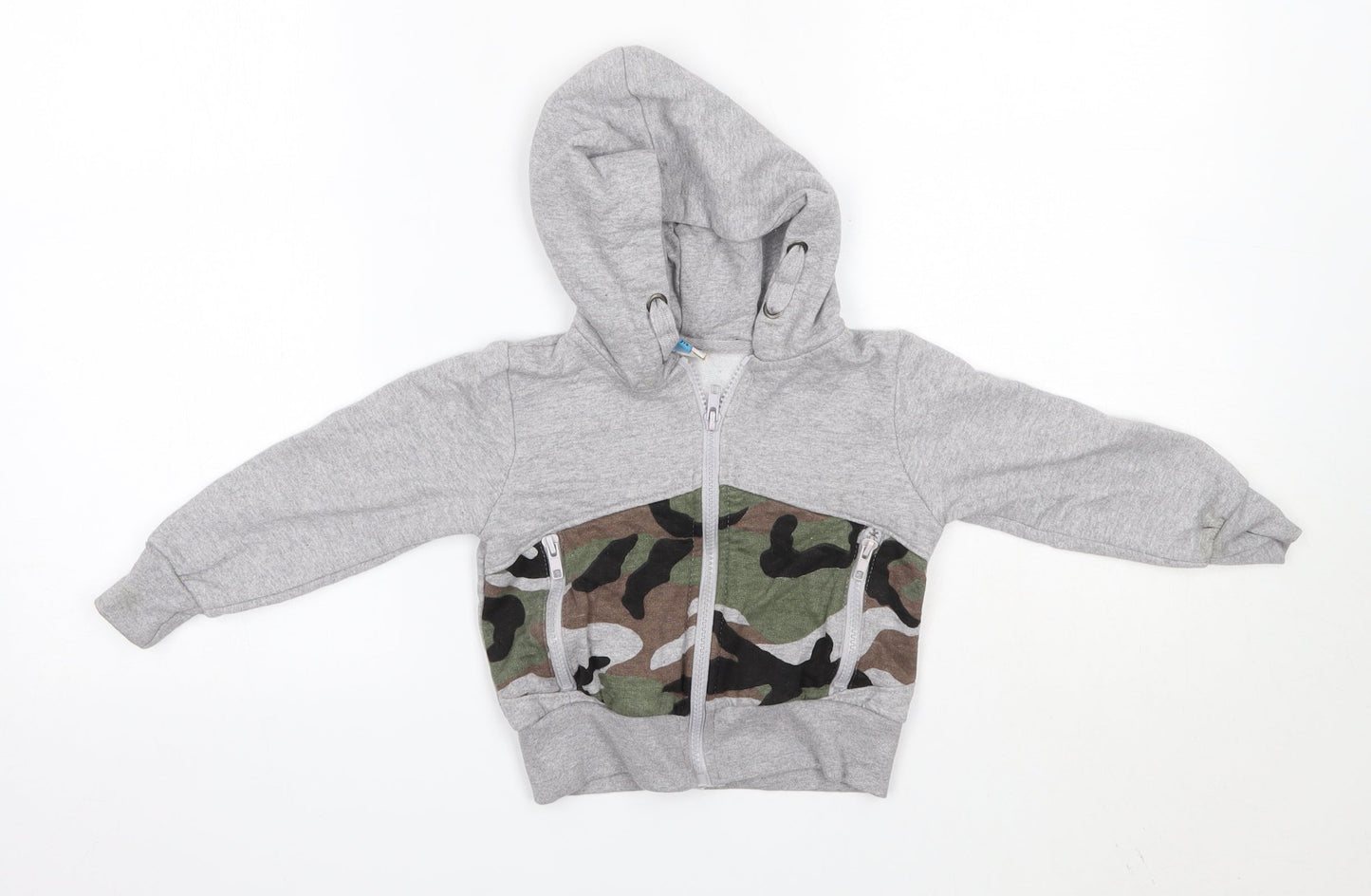 Hullabaloo Boys Grey  Cotton Full Zip Hoodie Size 2-3 Years