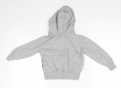 Hullabaloo Boys Grey  Cotton Full Zip Hoodie Size 2-3 Years