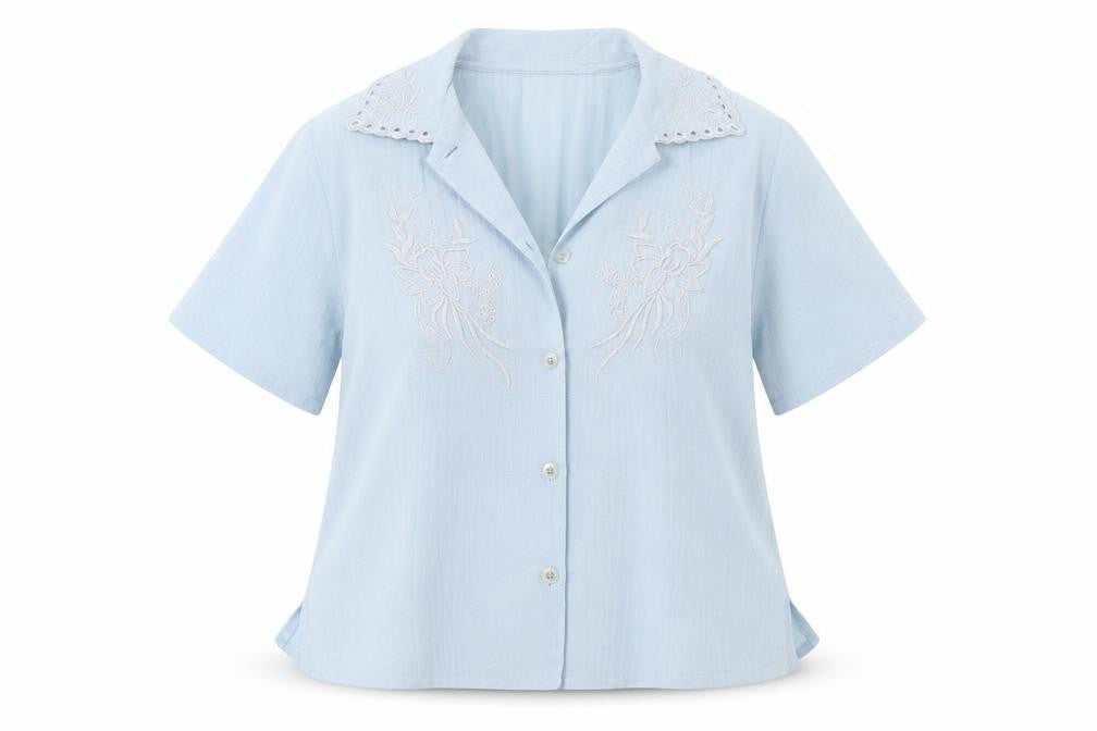 Womens UK Size 14 Anne Smith Blue Basic Button-Up