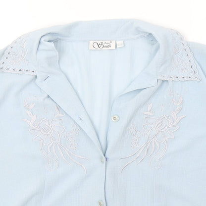 Womens UK Size 14 Anne Smith Blue Basic Button-Up