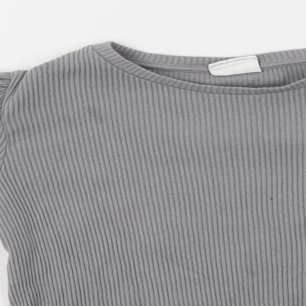 H&M Girls Grey Round Neck  Cotton Pullover Jumper Size 7 Years