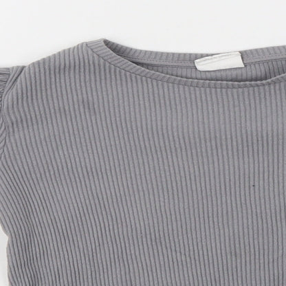 H&M Girls Grey Round Neck  Cotton Pullover Jumper Size 7 Years
