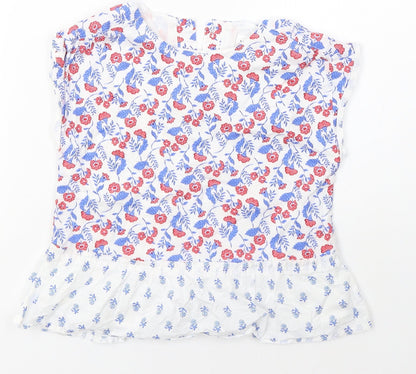 Gap Girls Multicoloured Floral 100% Cotton Basic Blouse Size 5 Years Round Neck