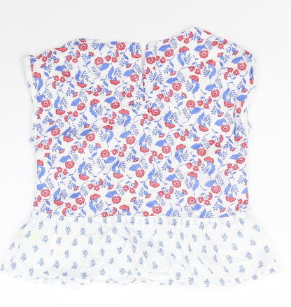 Gap Girls Multicoloured Floral 100% Cotton Basic Blouse Size 5 Years Round Neck