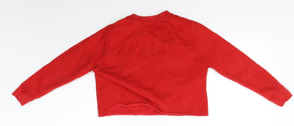 River Island Girls Red Round Neck  Cotton Pullover Jumper Size 7-8 Years