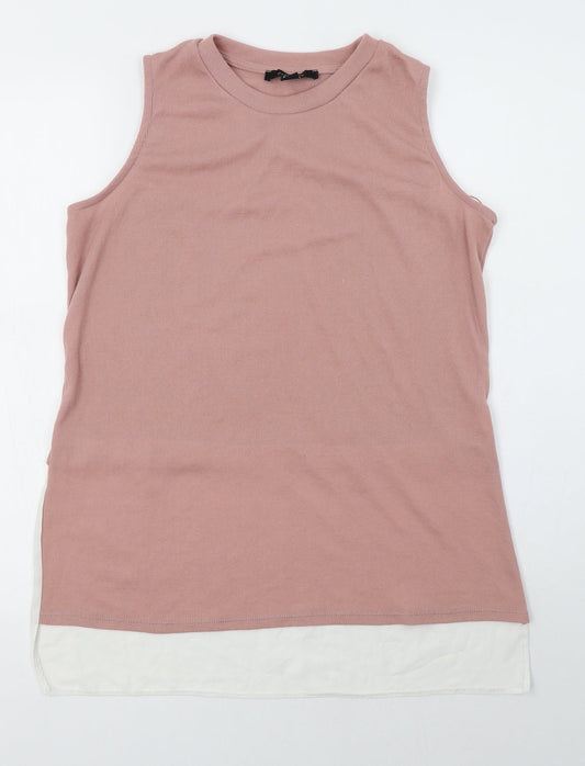 Primark Womens Pink  Polyester Basic Blouse Size 12 Round Neck