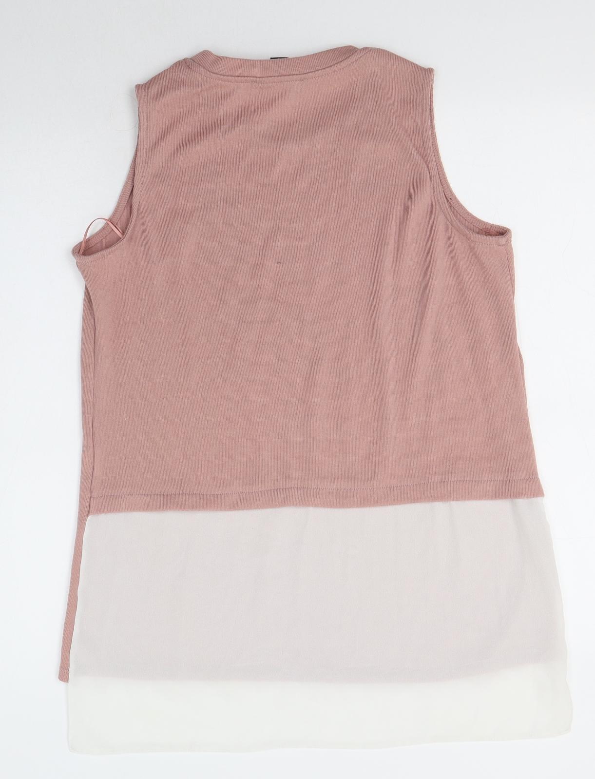 Primark Womens Pink  Polyester Basic Blouse Size 12 Round Neck