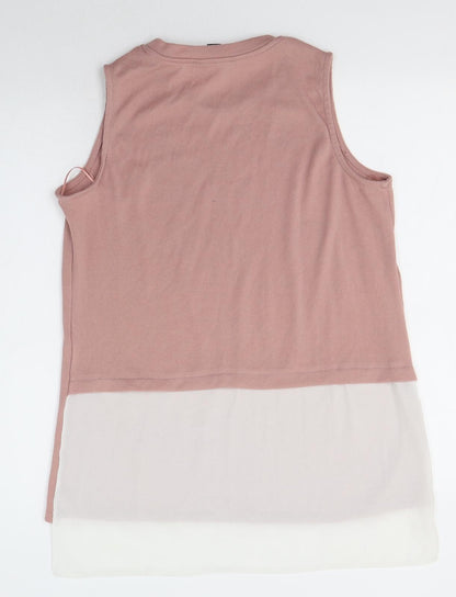 Primark Womens Pink  Polyester Basic Blouse Size 12 Round Neck