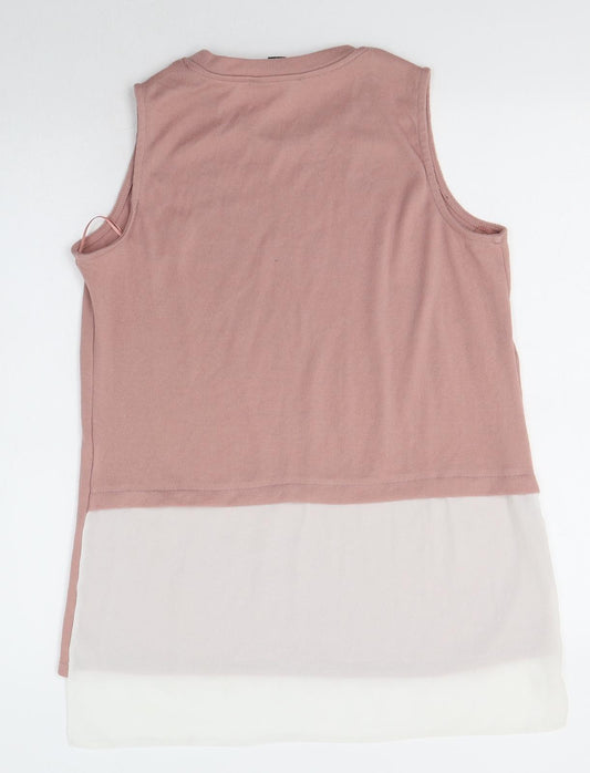 Primark Womens Pink  Polyester Basic Blouse Size 12 Round Neck