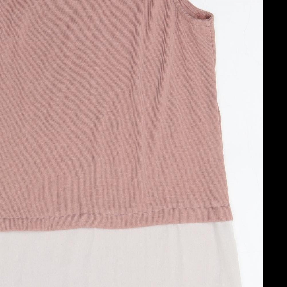 Primark Womens Pink  Polyester Basic Blouse Size 12 Round Neck