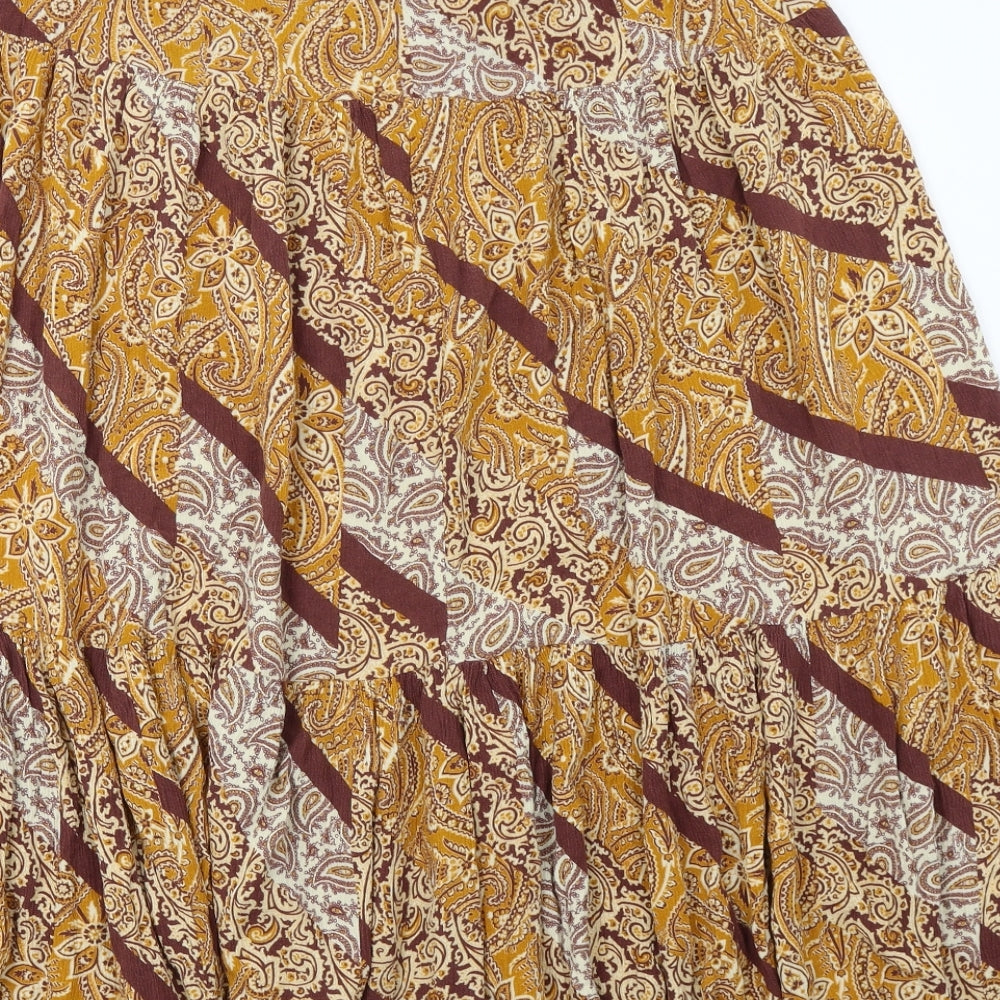 Primark Womens Brown  Viscose A-Line Skirt Size 12